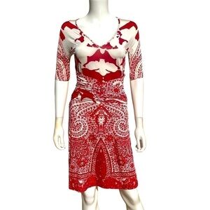 Etro Short Sleeve V-neck 3/4 Sleeve Ruched detail Knee length- LT75P